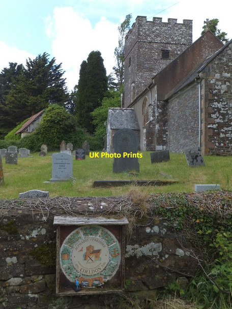 Photo 6"x4" Cheldon church and ceramic plaque Cheldon c2013