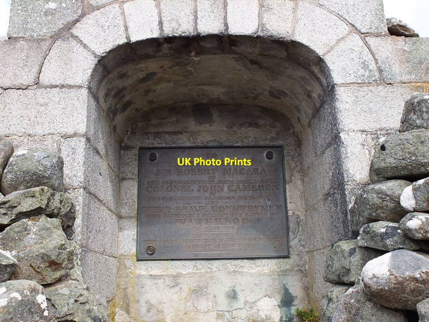 Photo 6"x4" Plaque at the Waterloo Cairn Alvie c2013