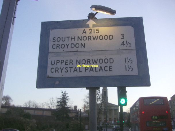 Photo 6"x4" Pre-Worboys direction sign on Norwood Road Streatham c2009
