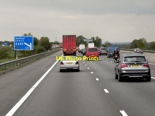 Photo 6"x4" Northbound M6 Approaching Junction 13 (Stafford) Acton Trussell c2013