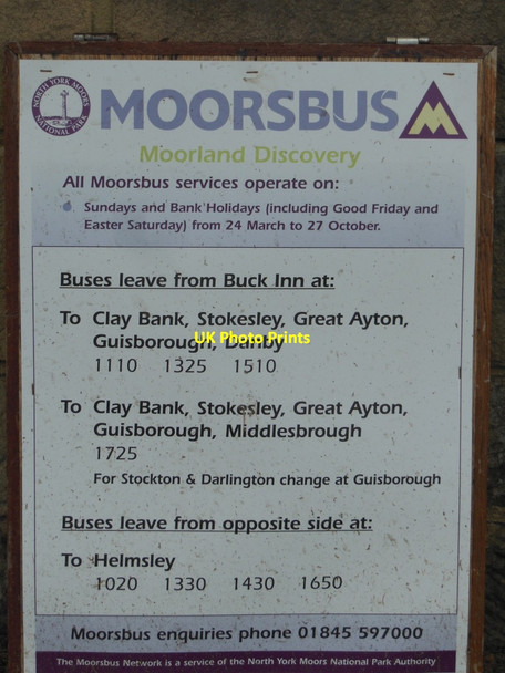 Photo 6"x4" The Moorsbus Timetable at the Buck Inn, Chop Gate Chop Gate c2013