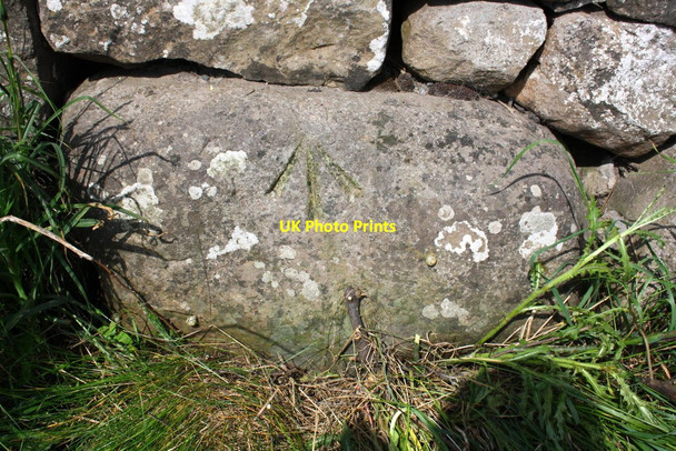 Photo 6"x4" Benchmark on large roadside stone Preston-under-Scar c2013