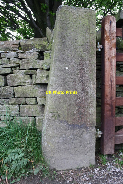 Photo 6"x4" Benchmarked gatepost at entrance to Spring House Grassington c2013