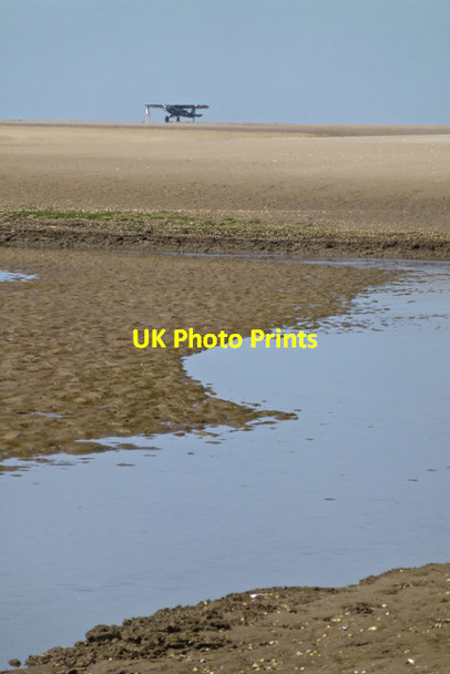 Photo 6"x4" Aeroplane on the sand Northcoates Point c2013