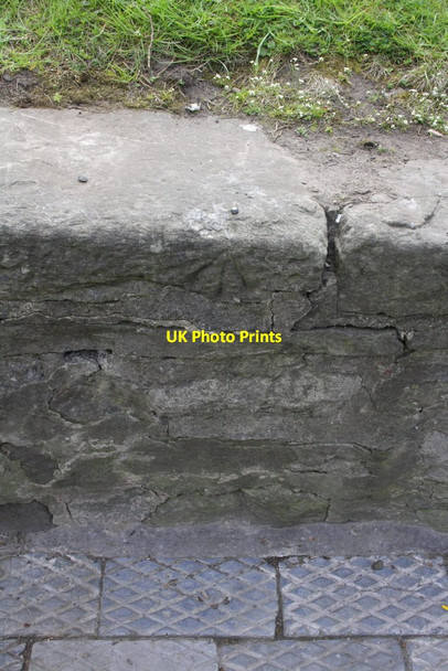 Photo 6"x4" Benchmark on low wall on south side of Allhallowgate Ripon c2013