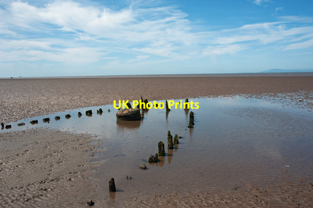 Photo 6"x4" Old wreck on Pilling sands Pilling Lane c2013