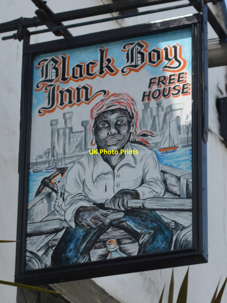 Photo 6"x4" Black Boy - Pub Sign Caernarfon c2013