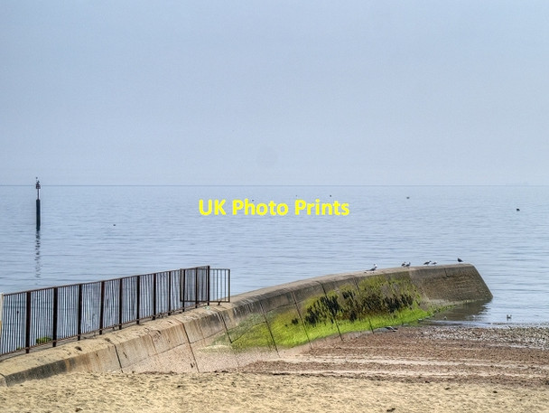 Photo 6"x4" Concrete Breakwater, Shanklin Beach Shanklin c2013