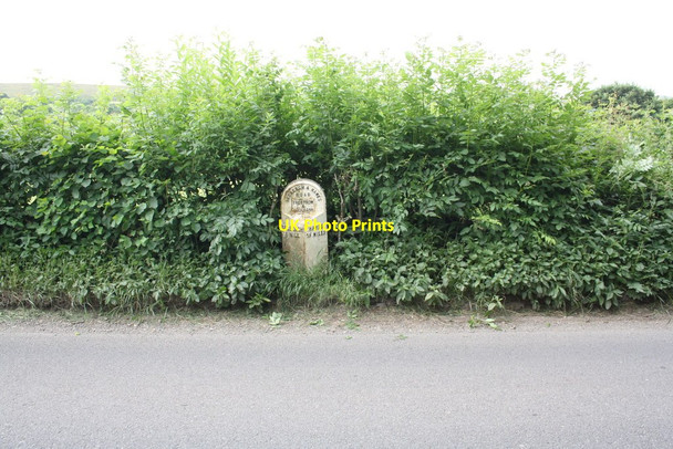 Photo 6"x4" Milestone in A684 hedge near Benson Bank Farm Sedbergh c2013
