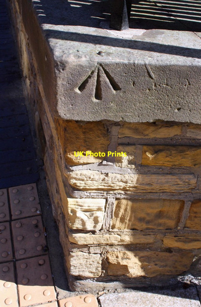 Photo 6"x4" Benchmark on wall of Leeds St Anne's Cathedral Leeds\/SE3034 c2013