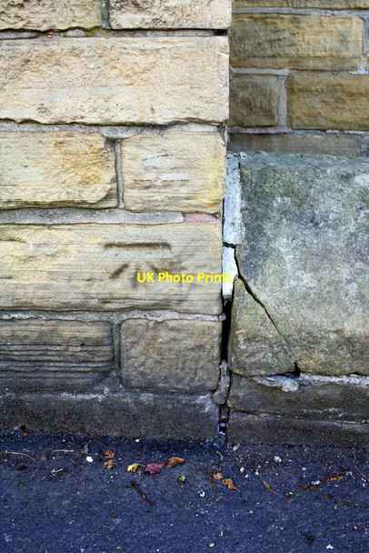 Photo 6"x4" Benchmark on buttress of #160a Woodhouse Lane Leeds\/SE3034 c2013