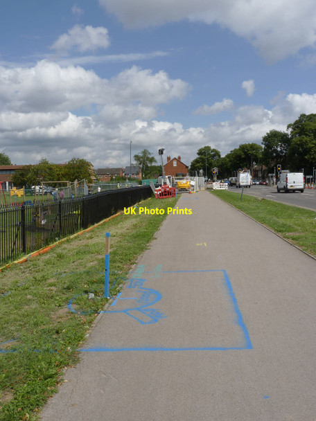 Photo 6"x4" Blue marks on the footway Beeston\/SK5236 c2013