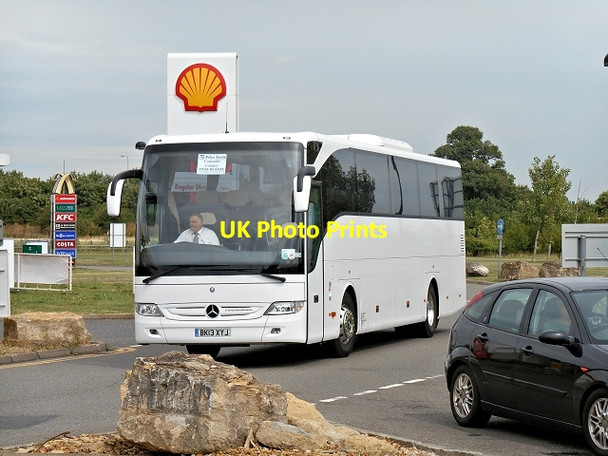 Photo 6"x4" Coach Entering Cambridge Service Area Boxworth c2013