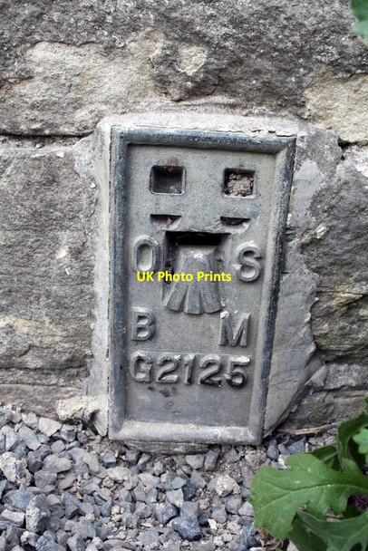 Photo 6"x4" Benchmark on cottage near Thorlby canal drawbridge Skipton c2013
