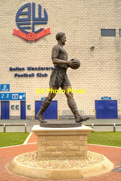 Photo 6"x4" Nat Lofthouse Statue, The Reebok Stadium Horwich c2013