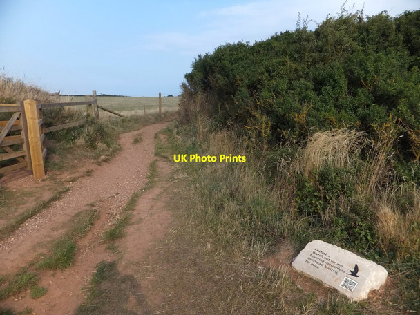 Photo 6"x4" QR code on a plaque by the South West Coast Path Exmouth c2013