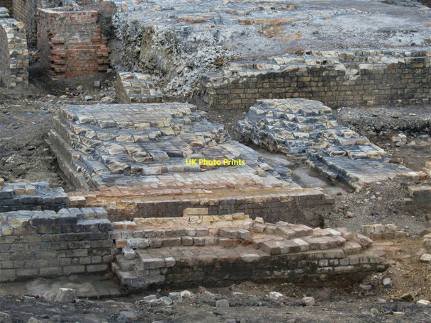 Photo 6"x4" Worn brickwork at Cyfarthfa Ironworks excavation Merthyr Tydfil c2013