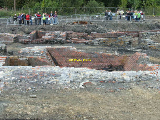 Photo 6"x4" Inclined brickwork at Cyfarthfa Ironworks excavation Merthyr Tydfil c2013