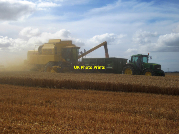 Photo 6"x4" Combine unloading in a wheat field north of Embleton Embleton\/NU2322 c2013