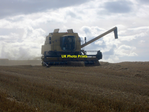 Photo 6"x4" Combine at work near North Farm, Embleton Embleton\/NU2322 c2013