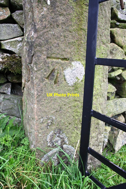Photo 6"x4" Benchmark on gatepost, Howgill Lane Sedbergh c2013