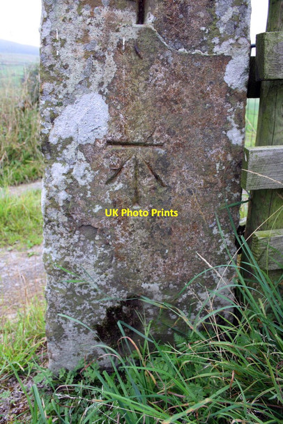 Photo 6"x4" Benchmark on Howgill Lane gatepost near New House Sedbergh c2013