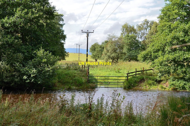 Photo 6"x4" River Nethy and power line Nethy Bridge c2013