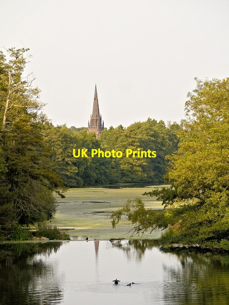 Photo 6"x4" Clumber Lake and St Mary's Church Carburton c2013
