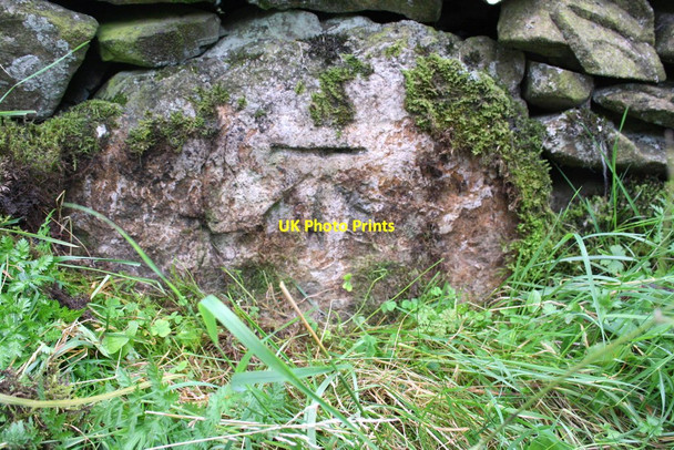 Photo 6"x4" Benchmark on boulder in wall on SW side Fairmile Road Low Borrowbridge c2013