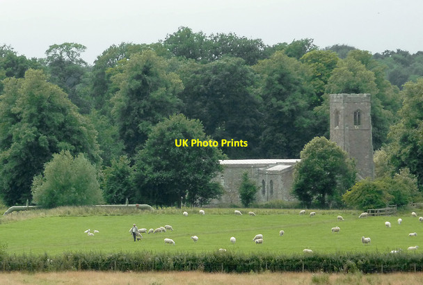 Photo 6"x4" Pasture and church by Wistow, Leicestershire Newton Harcourt c2013