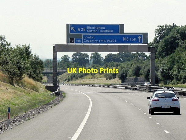 Photo 6"x4" M6 Toll Road, Overhead Sign Gantry near Junction T3 Carroway Head c2013