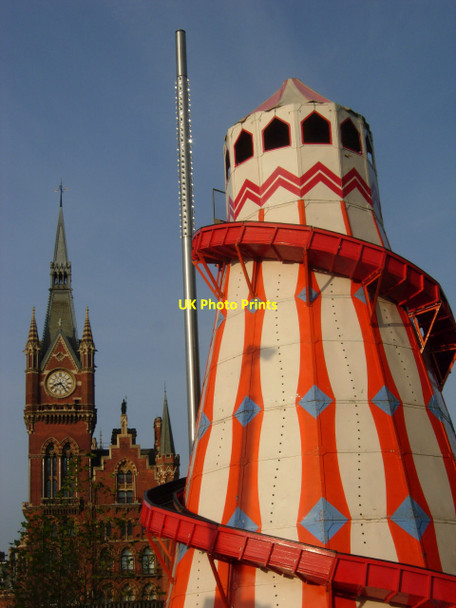 Photo 6"x4" Helter skelter and St Pancras clock tower London c2013