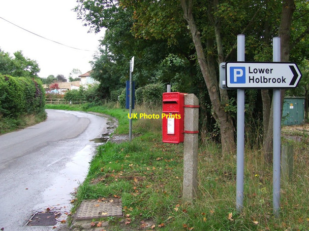 Photo 6"x4" Postbox And Car Park Sign Lower Holbrook c2013