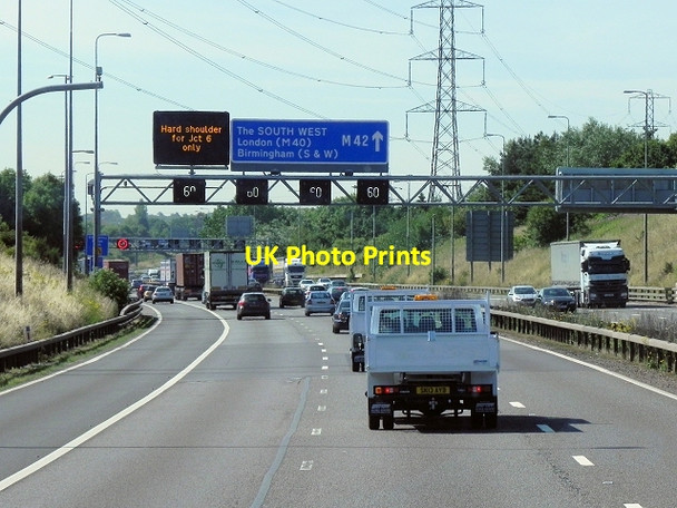 Photo 6"x4" Signal Gantry, Southbound M42 Approaching Junction 6 Middle Bickenhill c2013