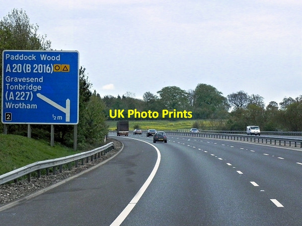 Photo 6"x4" Southbound M20 Nearing Junction 2 Knockmill c2013