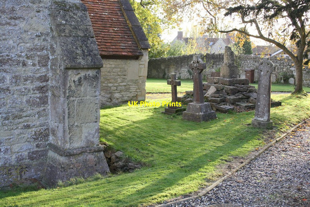Photo 6"x4" West angle buttress and damaged cross at All Saints Church Cuddesdon c2013