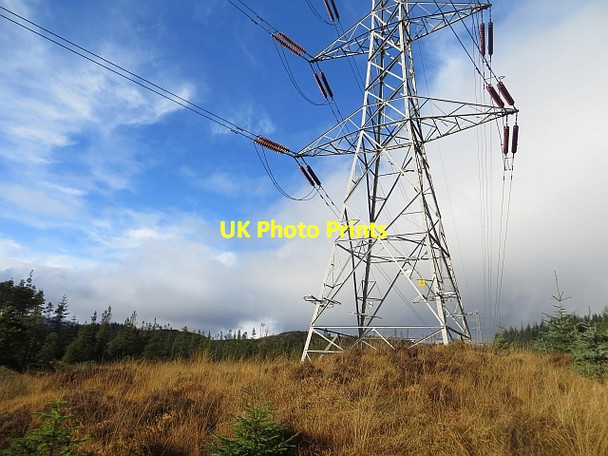 Photo 6"x4" Power line, Loch Ard Forest Lime Hill c2013