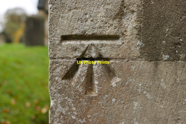 Photo 6"x4" Cut Bench Mark St Oswald's Church Farnham\/SE3460 c2013
