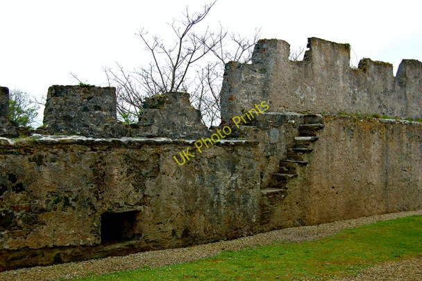 Photo 6"x4" Doe Castle - Fire place & steps in NW interior wall Creeslough c2008