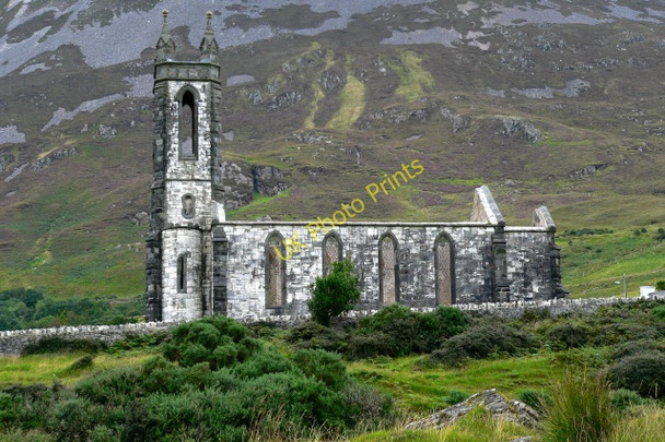 Photo 6"x4" Derelict church at base of Mount Errigal near Dunlewy Money Beg c2005