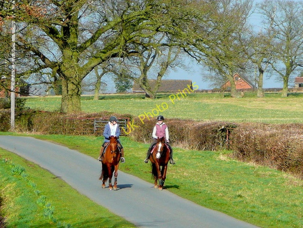 Photo 6"x4" Two riders on a country road Okle Green c2009