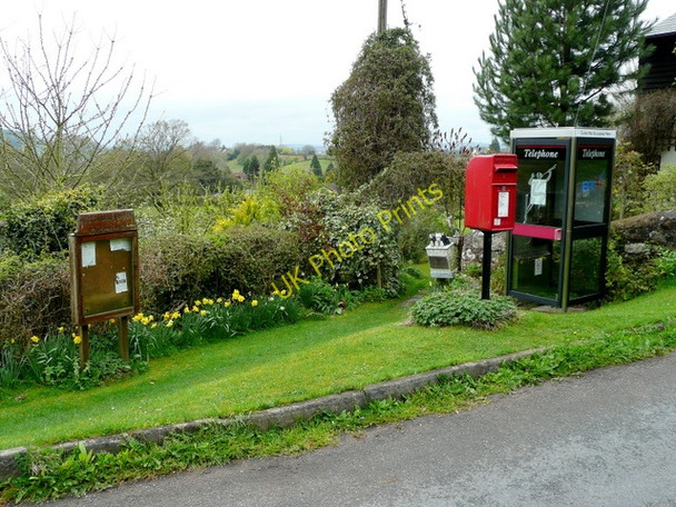 Photo 6"x4" Phone box, post box and parish notice board Dancing Green c2009
