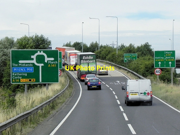 Photo 6"x4" Westbound A14, Spittals Interchange Huntingdon c2013