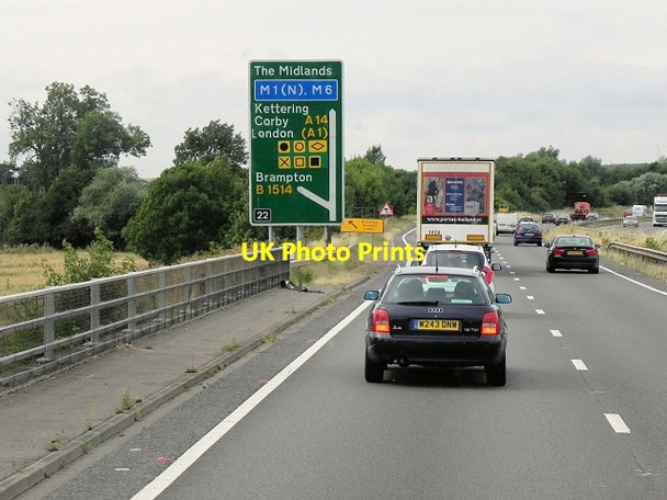 Photo 6"x4" Westbound A14 Approaching Junction 22 Brampton\/TL2070 c2013