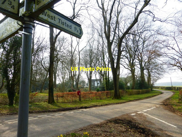 Photo 6"x4" Postbox and signpost at crossing lanes Lane End\/SU6729 c2014