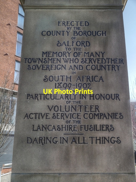Photo 6"x4" Boer War Memorial (Inscription) Manchester c2014
