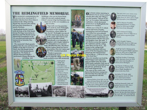 Photo 6"x4" Information Board On Memorial Denham Corner c2014