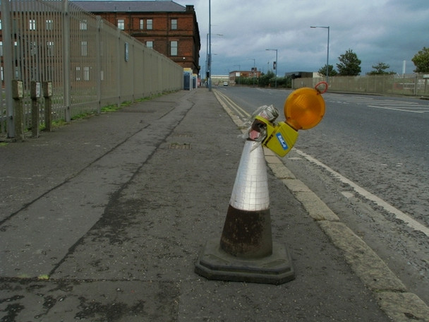 Photo 6"x4" Traffic cone, Queen's Road, Belfast Belfast c2008