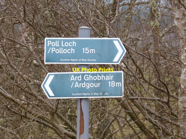 Photo 6"x4" SRoWs signs by car park at junction of tracks by Callop river Glenfinnan c2014