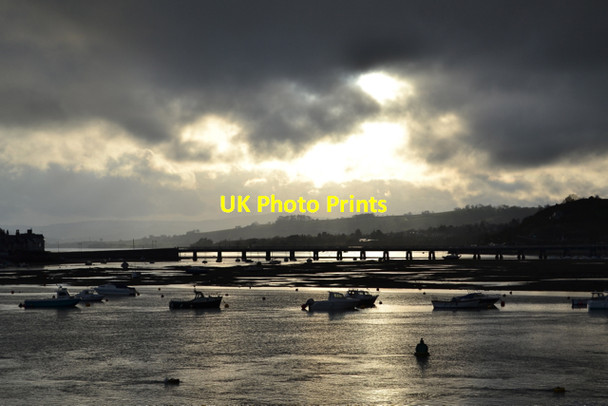 Photo 6"x4" A break in the cloud over the Teign estuary, evening Teignmouth c2013